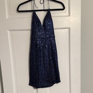 Elegant Navy Sequin Dress